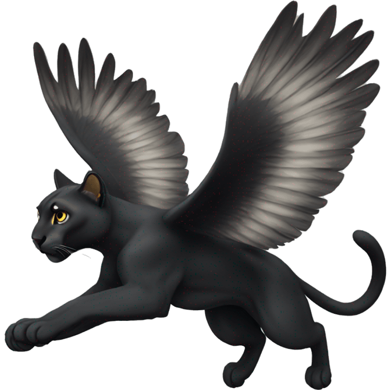 winged black puma flying emoji