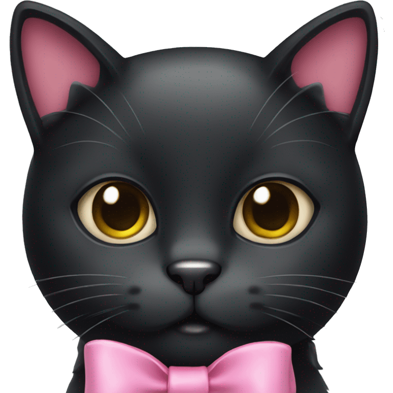 black cat wearing pink bow emoji