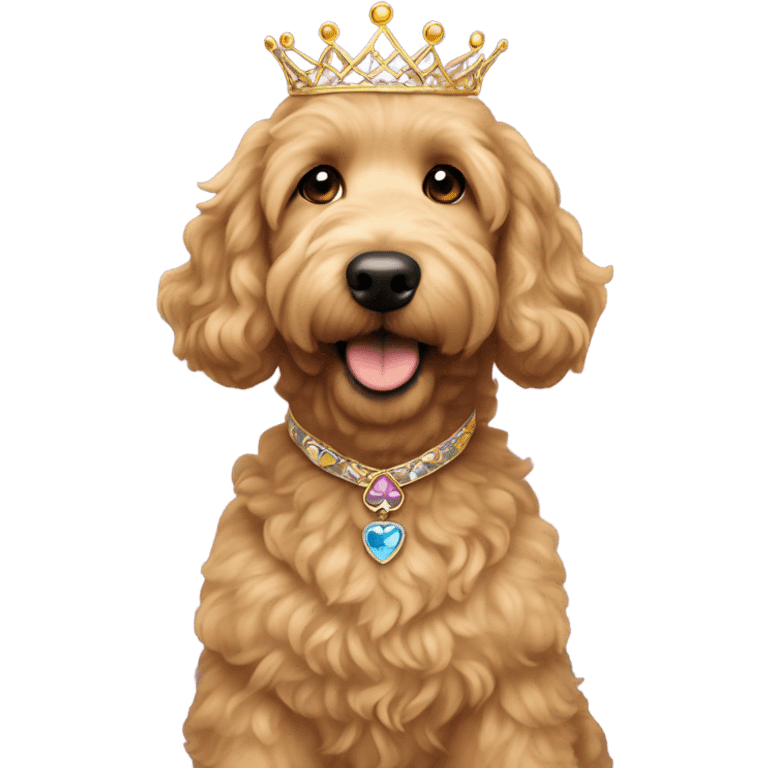 Tan Golden doodle tiara princess emoji