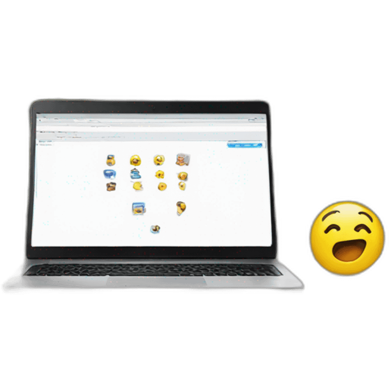 a laptop facing towards us and in it a website is opened  emoji