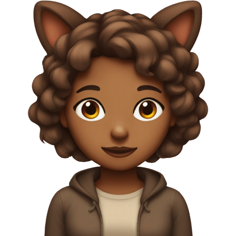 brown girl with animal ears emoji