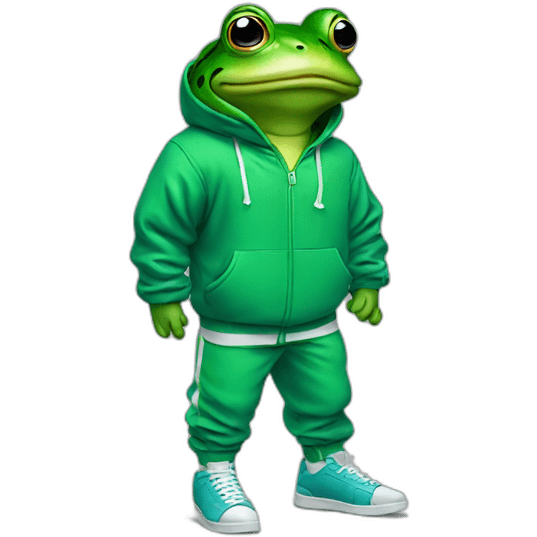 frog wearing 80s track suit emoji