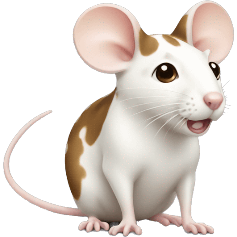 A white mouse with beige and brown spots emoji