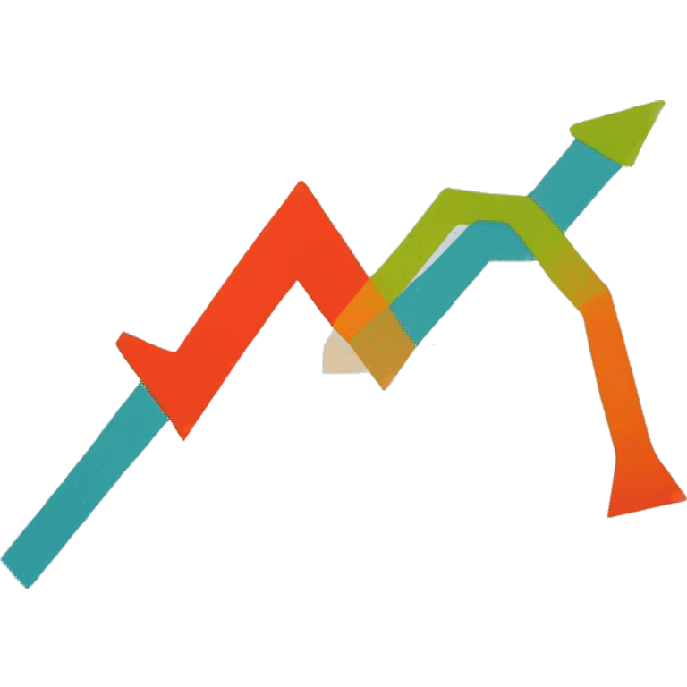 A flat style bar and line graph.  The line graph should be red and descending from left to right. The graph should have a clean and simple design with an orange border and arrow axes.  emoji