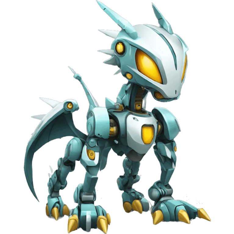 a futuristic mechanical spiky Medabot-Dragon full body emoji