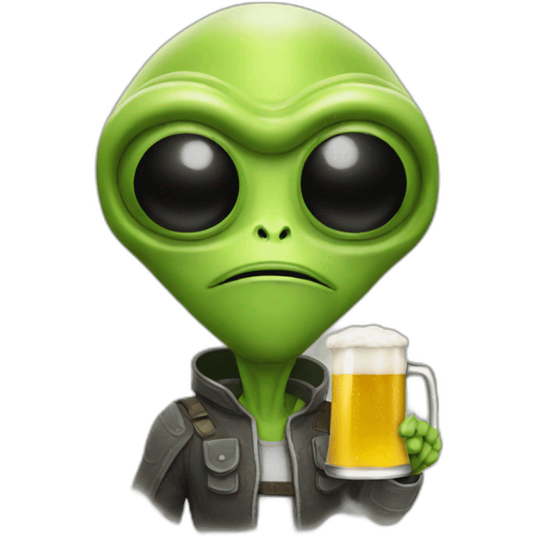 drinking beer alien emoji