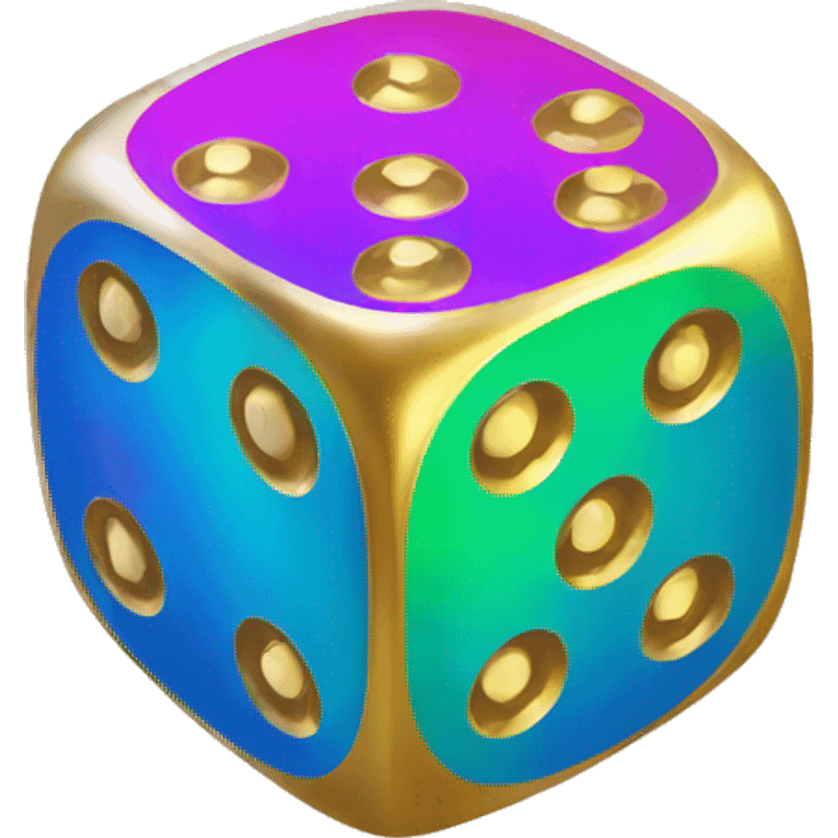 gold rainbow dice. emoji