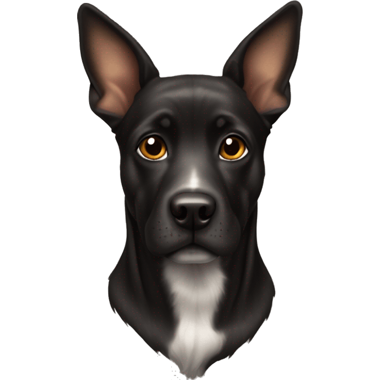 Black Brindle dog with big pointy ears emoji