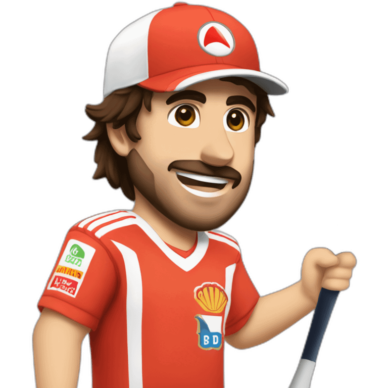 Fernando Alonso encima de una escoba emoji