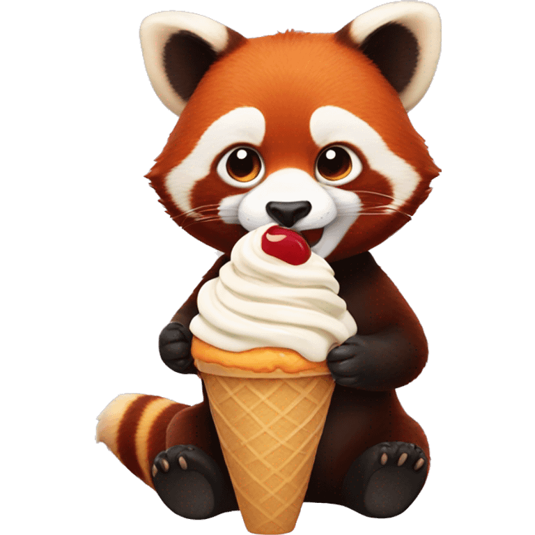 Red panda eat ice cream  emoji