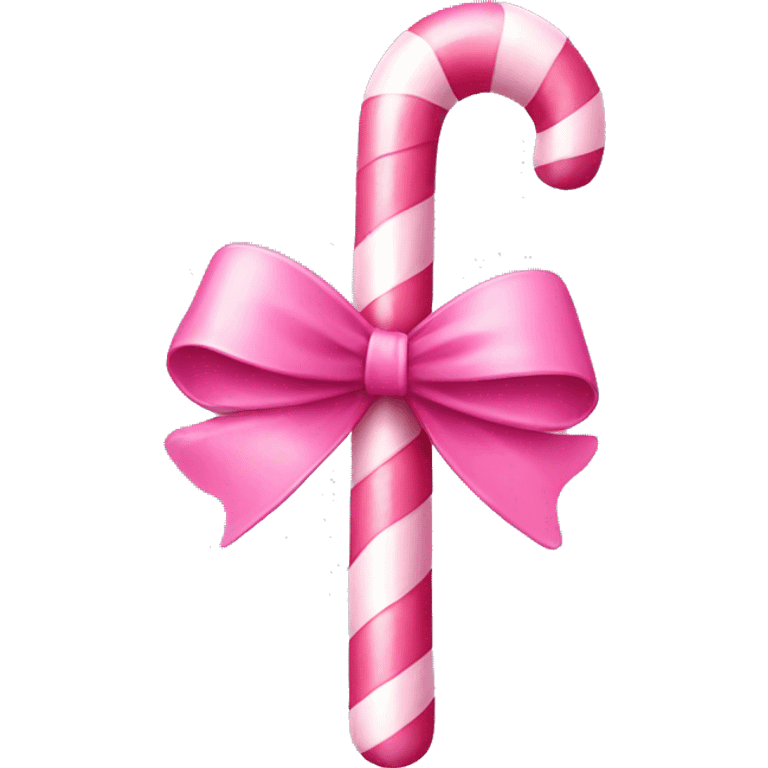 Pink candy cane with a pink bow  emoji