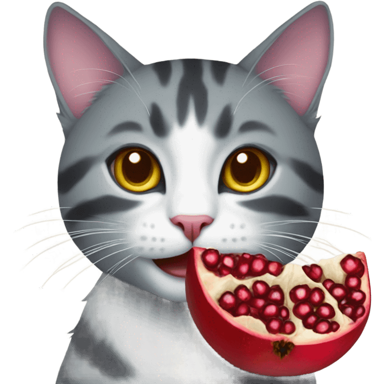 Cat eat red pomegranate emoji