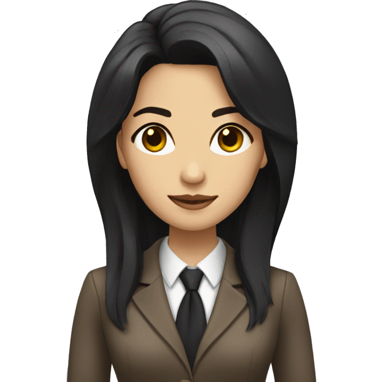 Female defense attorney with long black hair with brown suit emoji