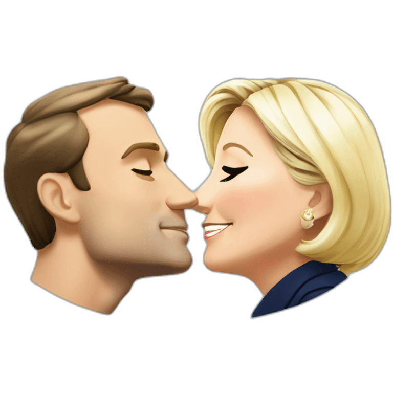 Emmanuel Macron and marine le pen kissing emoji