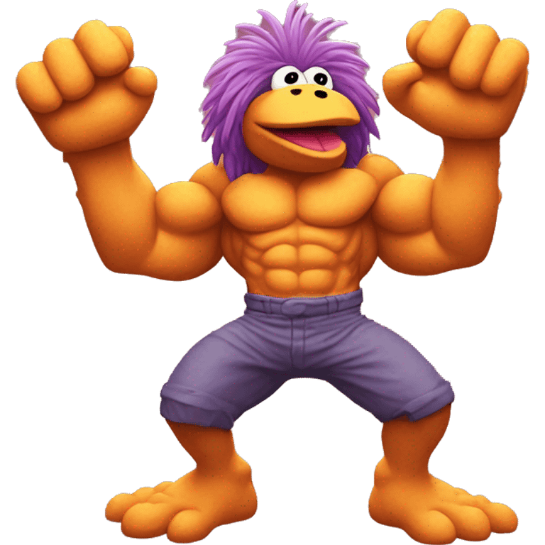 Detailed image of  fraggle rocks hot muscle trainer sunset colored emoji