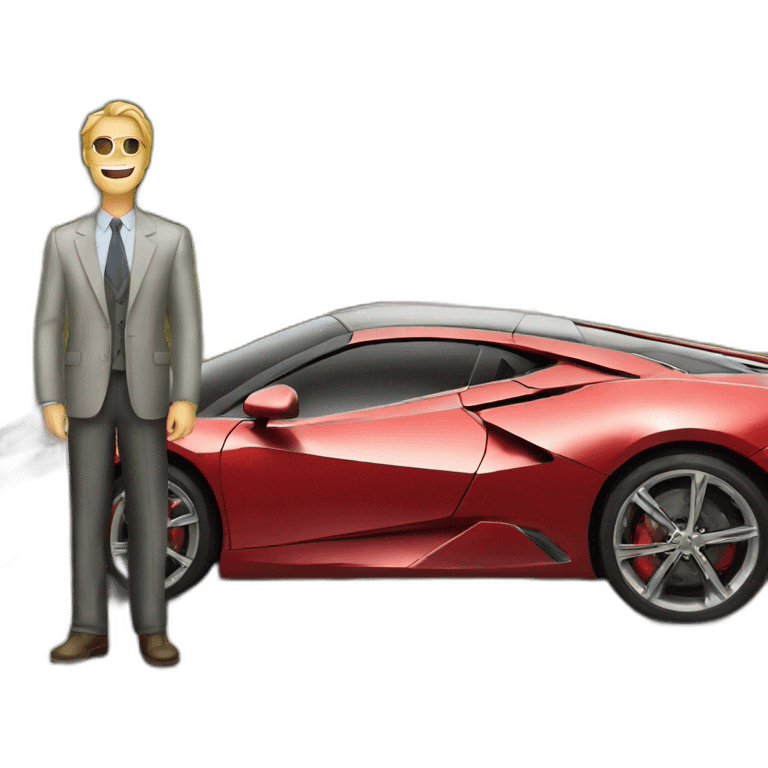 rich man standing near a super car emoji