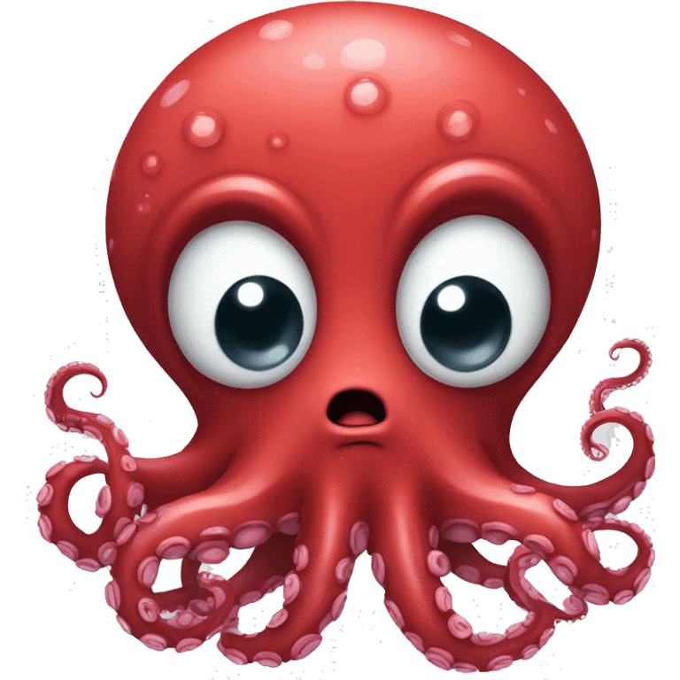 red cartoon octopus with scared emoji