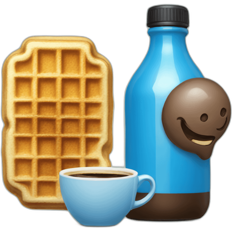 Blue bottle coffee and a waffle emoji