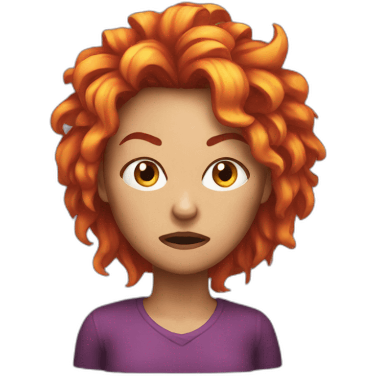 Angry Woman with fire hair emoji