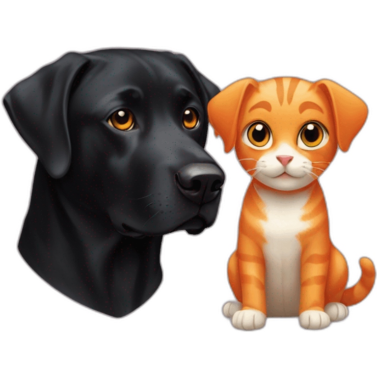 black labrador and orange cat emoji