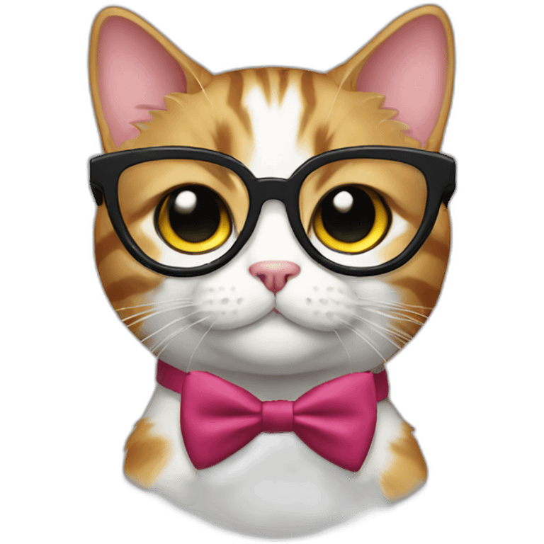 Cat with glasses and bowtie emoji