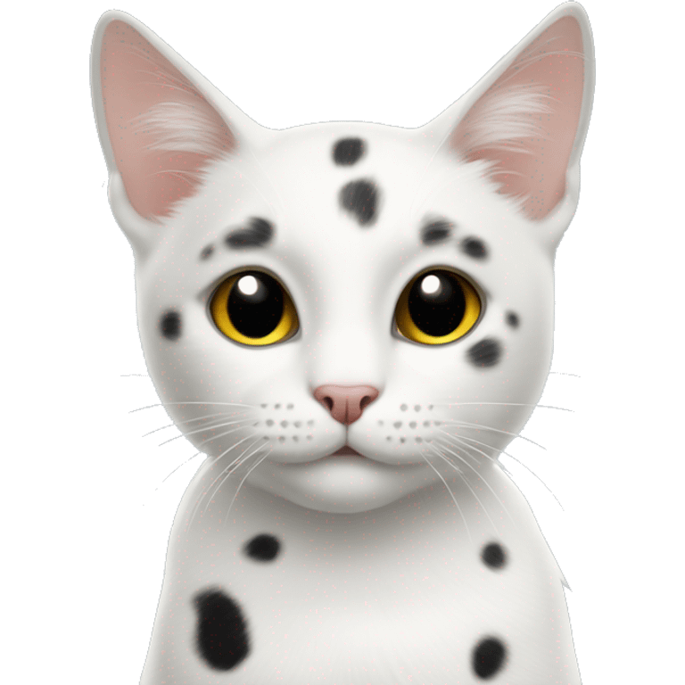 Beautiful white Creole cat with black spots emoji