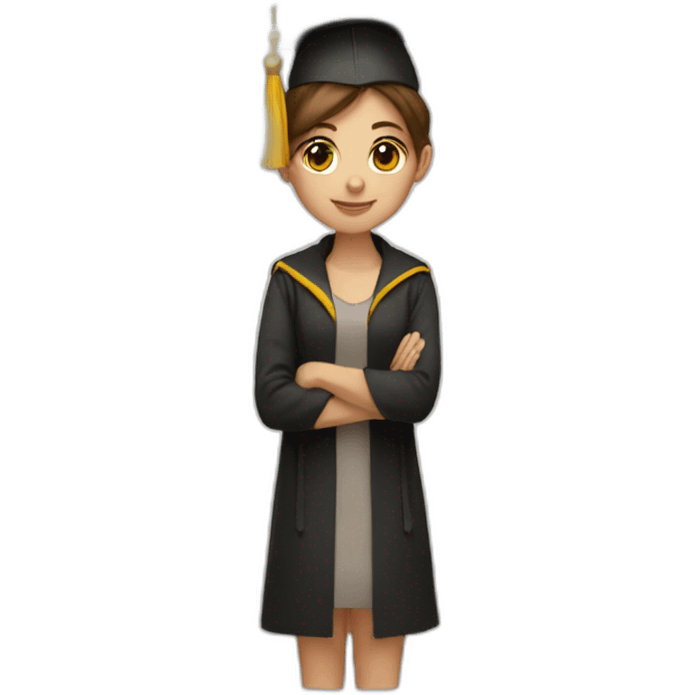 programmer girl with brown hair with graduation cap emoji