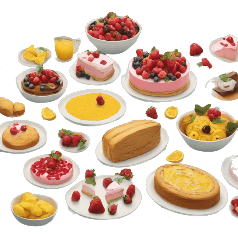 Buffet on a table with emojis for desserts emoji