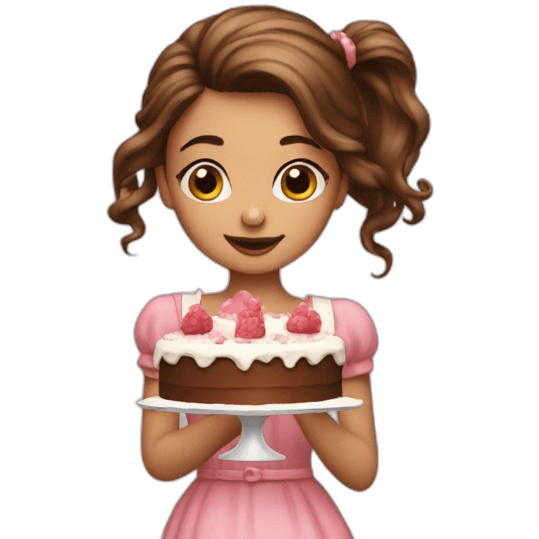 Pretty girl with cake emoji