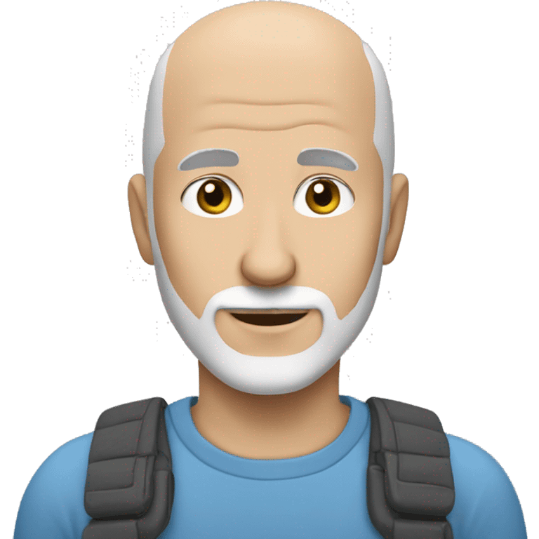 Totally Bald white man with greying goatee blue eyes no hair on head emoji