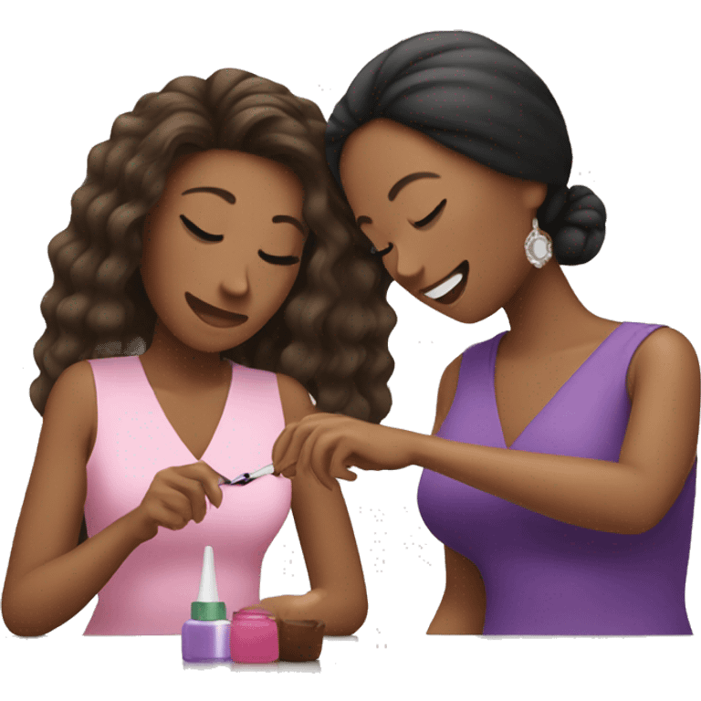 woman doing a manicure to another woman emoji