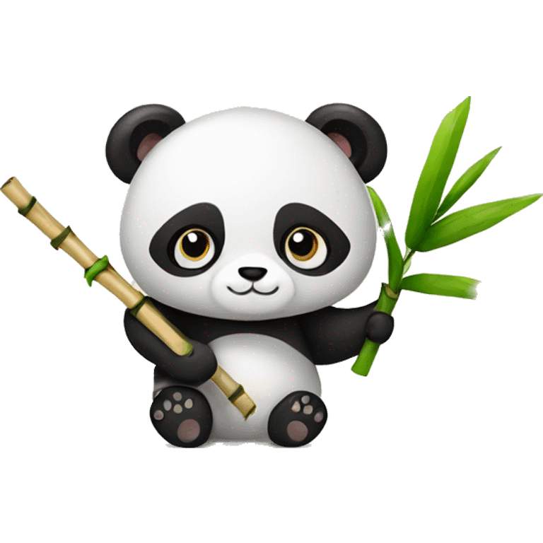 A PANDA WITH A BAMBOO STICK IN HIS HANDS IN A FALL THEME emoji