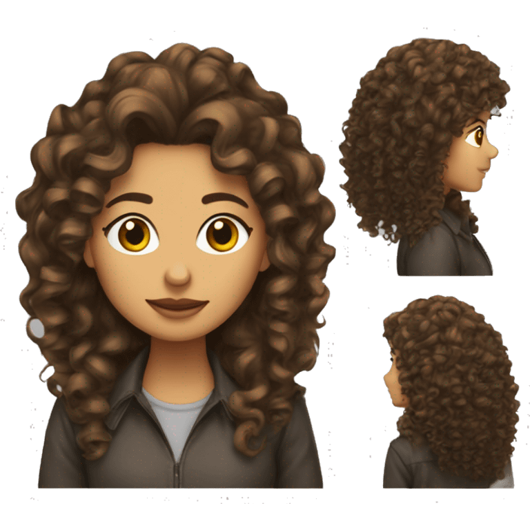 Mujer pelo largo rizado mechas castaño emoji