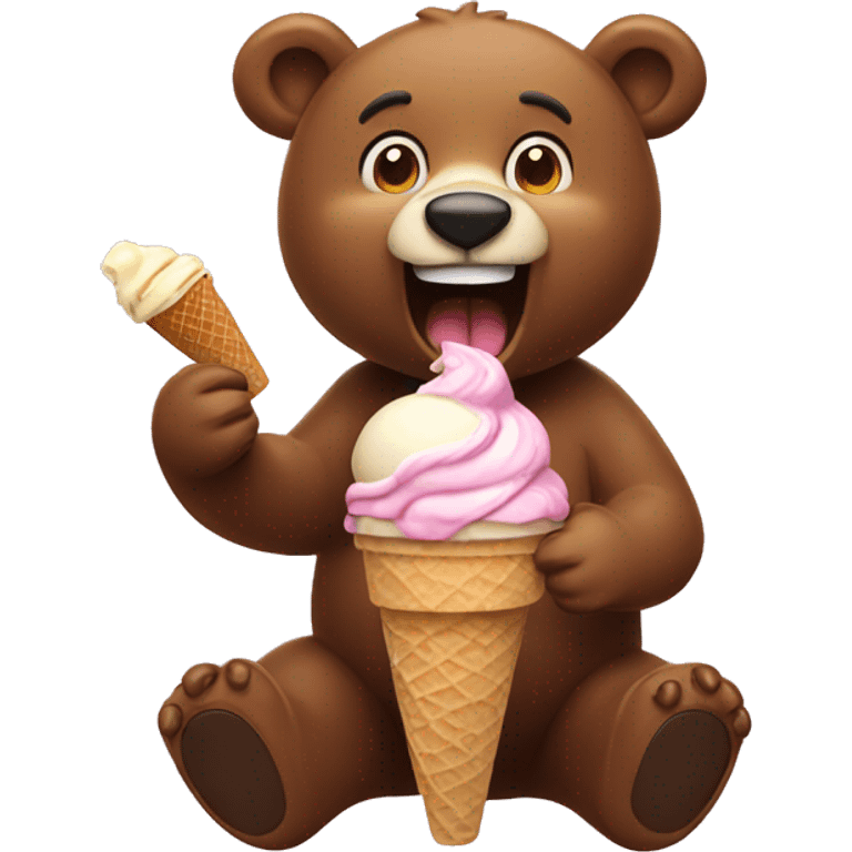 A bear eating ice cream emoji