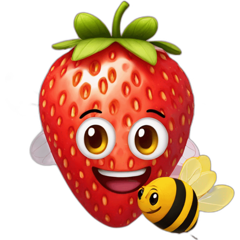 Strawberry with a bee emoji