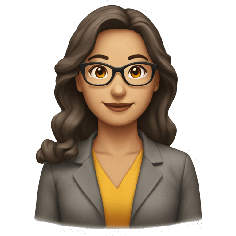 Profesora pelo castaño, gafas emoji