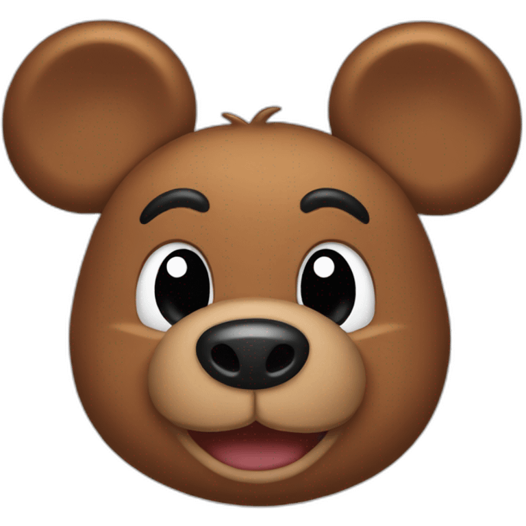 brown bear emoji wearing fake black mickey mouse ears emoji