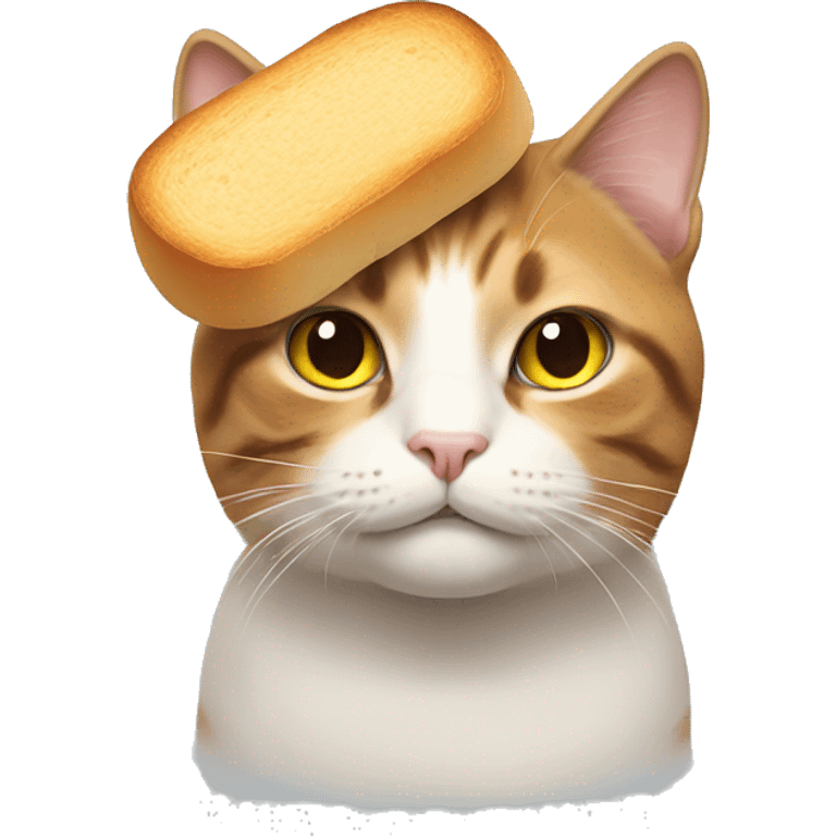 cat with a piece of bread on top of its head emoji