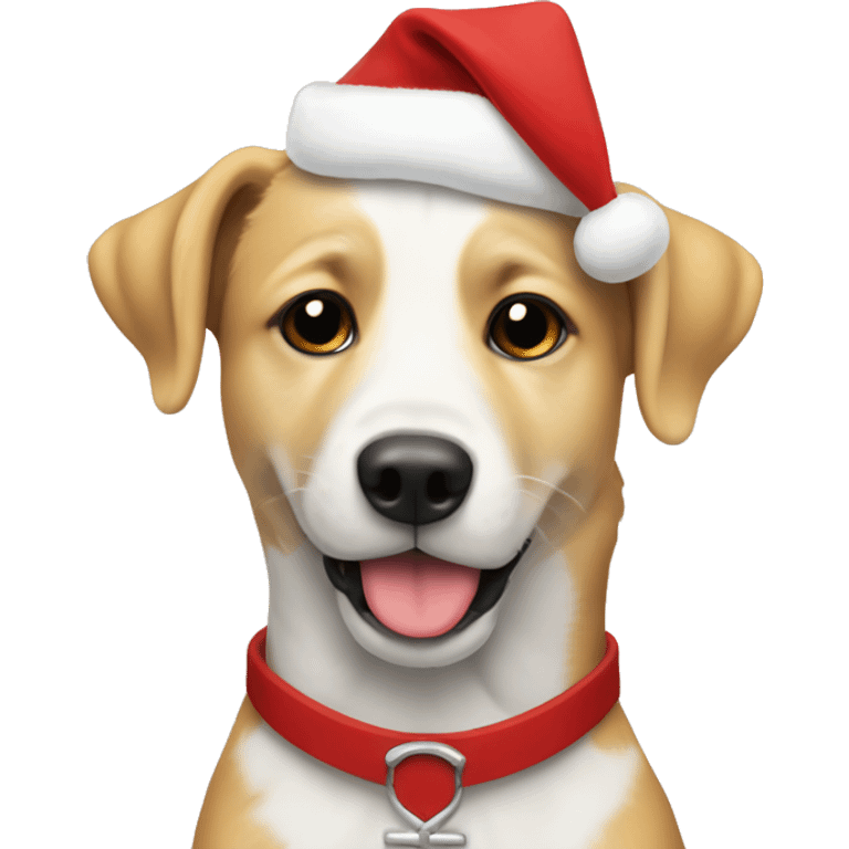 perro pastor catalan blanco con garro de navidad emoji