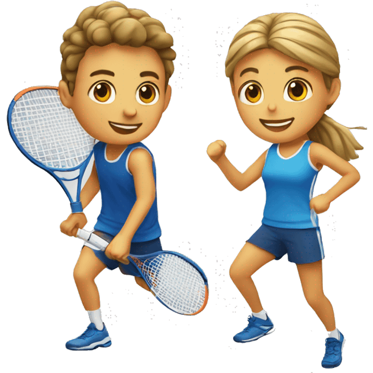 boy padel-tennis player and girl runner emoji