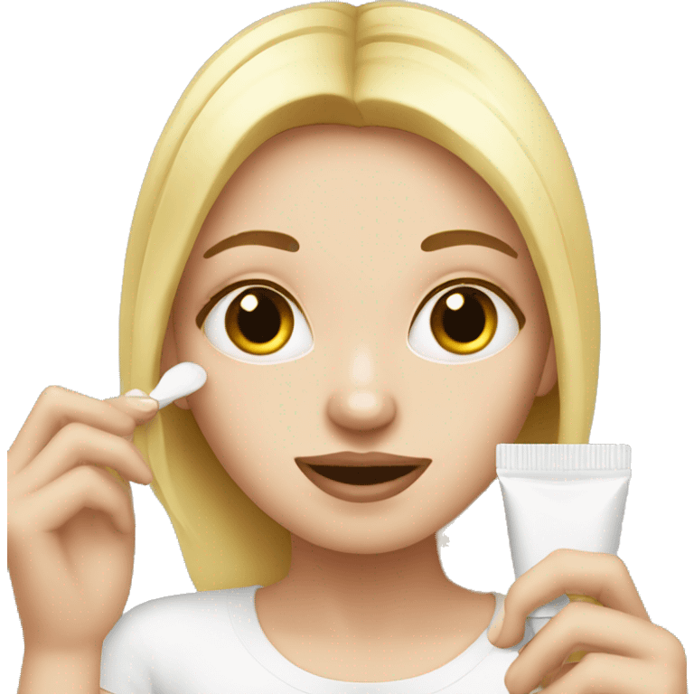 white girl applying cream on face emoji