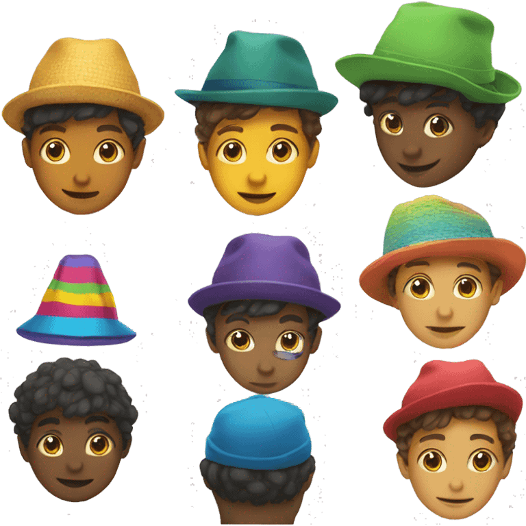 boys wearing colorful hats emoji