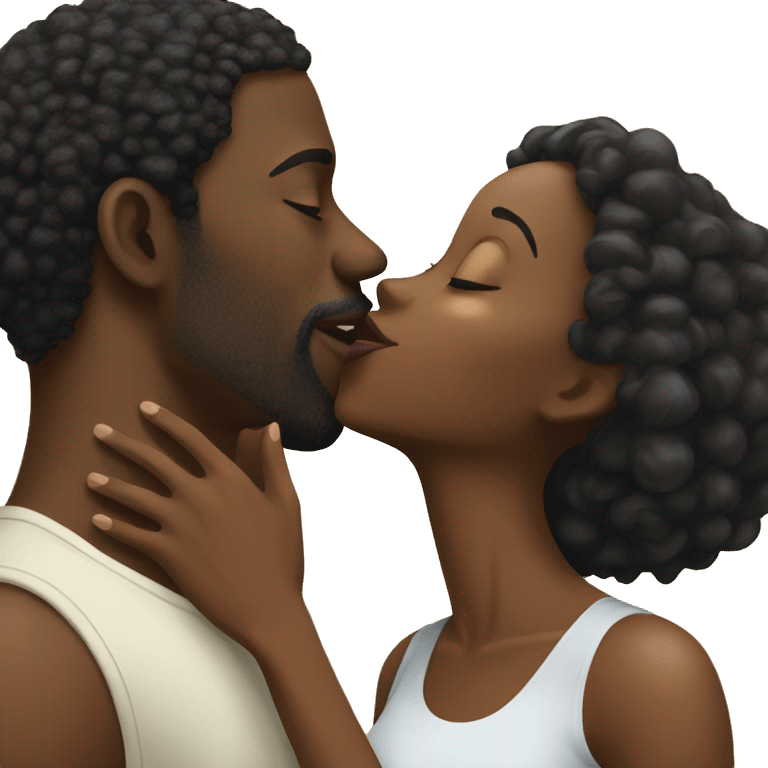 black man kissing black woman emoji