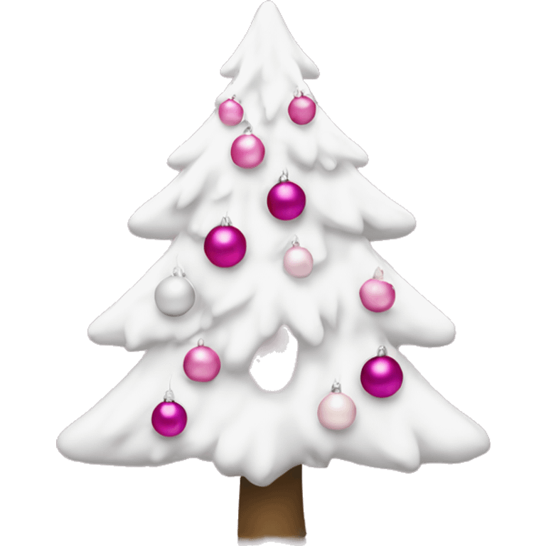 white christmas tree with pink ornaments emoji