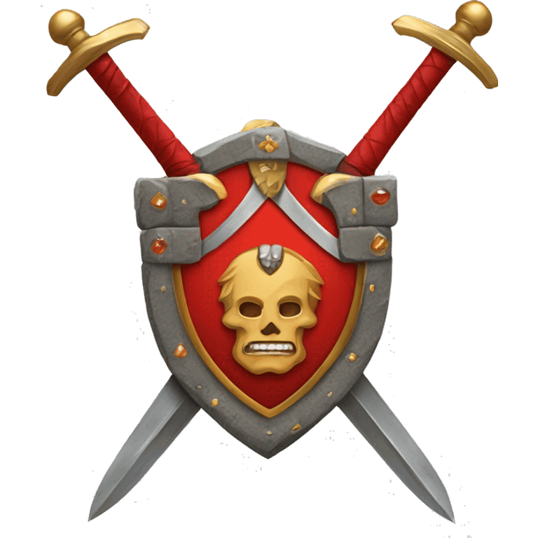 Red family crest with stones and swords emoji