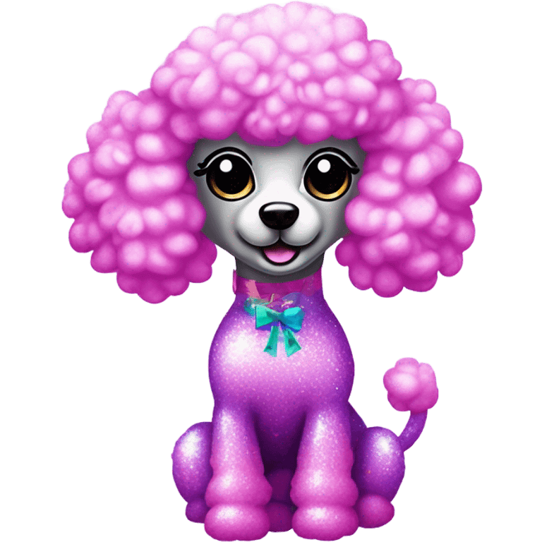 Lisa frank glitter poodle with bows on ears emoji