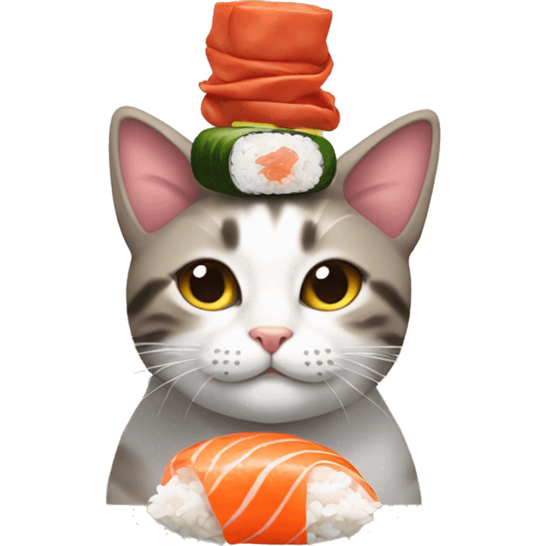 cat wearing sushi as a hat emoji