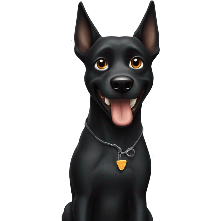 Black dog with pointy eats emoji