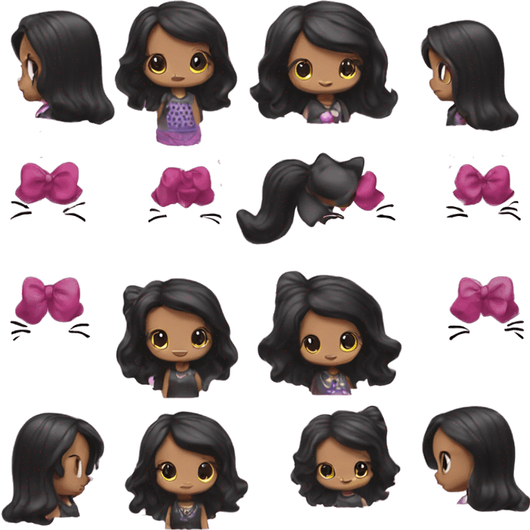 Hello kitty with black long hair  emoji