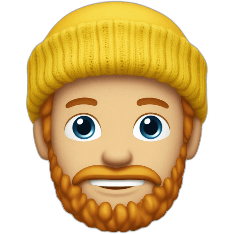 red-bearded-guys-white-teeth-wearing-yellow-beanie-white-shirt emoji